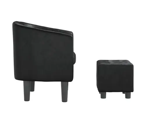 Klubkrēsls Ar Kāju Soliņu, Melna Mākslīgā Āda Vidaxl