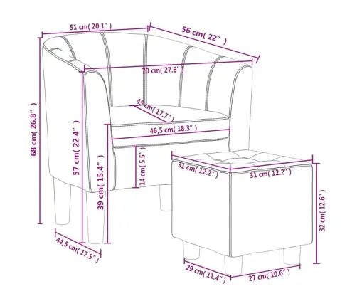 Atpūtas Krēsls Ar Kājsoliņu, Brūna Mākslīgā Āda Vidaxl