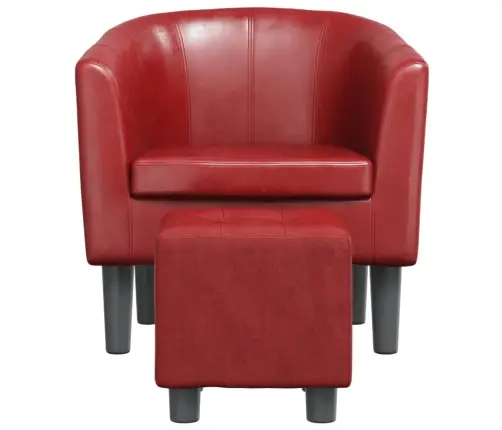 Klubkrēsls Ar Kāju Soliņu, Vīnsarkana Mākslīgā Āda Vidaxl