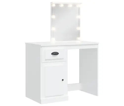 Spoguļgaldiņš Ar Led, Balts, 90X42X132,5 Cm Vidaxl