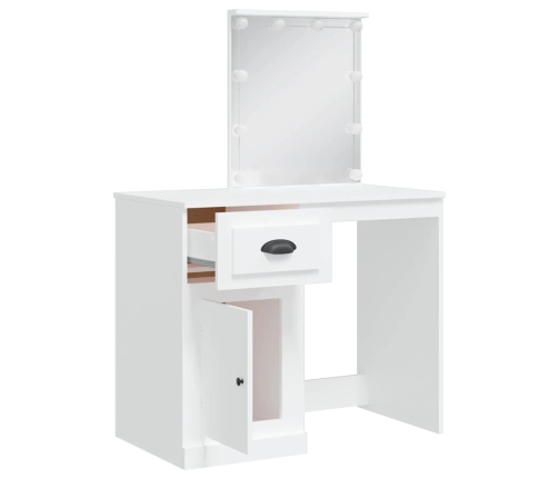 Spoguļgaldiņš Ar Led, Balts, 90X42X132,5 Cm Vidaxl