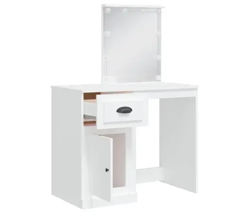 Spoguļgaldiņš Ar Led, Balts, 90X42X132,5 Cm Vidaxl