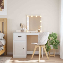 Spoguļgaldiņš Ar Led, Balts, 90X42X132,5 Cm Vidaxl