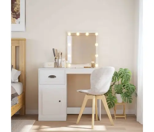 Spoguļgaldiņš Ar Led, Balts, 90X42X132,5 Cm Vidaxl