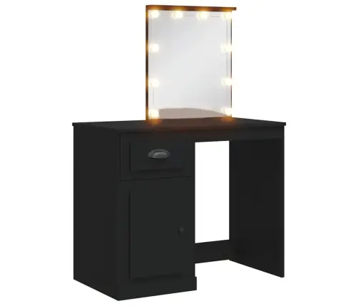 Kosmetinis Staliukas Su Led Lemputėmis, Juodas, 90X42X132,5Cm