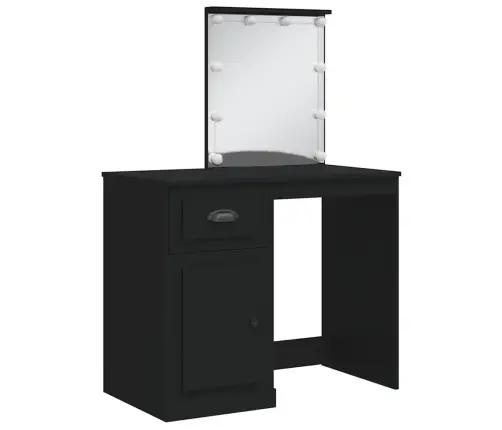 Kosmetinis Staliukas Su Led Lemputėmis, Juodas, 90X42X132,5Cm