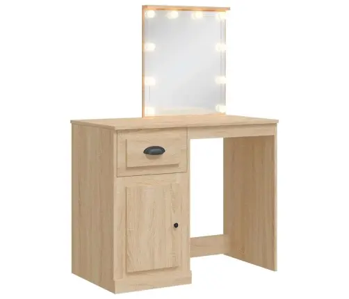 Led-Valgustusega Tualettlaud, Sonoma Tamm, 90X42X132,5 Cm