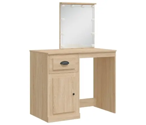 Led-Valgustusega Tualettlaud, Sonoma Tamm, 90X42X132,5 Cm