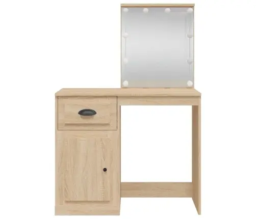 Led-Valgustusega Tualettlaud, Sonoma Tamm, 90X42X132,5 Cm