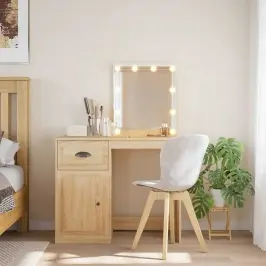 Led-Valgustusega Tualettlaud, Sonoma Tamm, 90X42X132,5 Cm