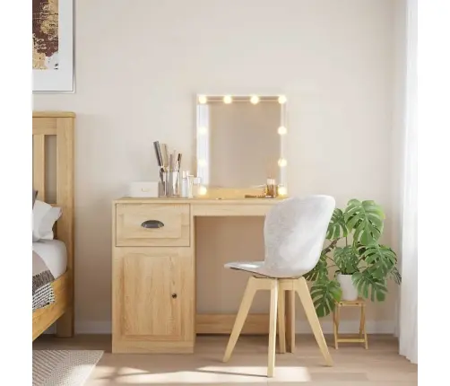 Led-Valgustusega Tualettlaud, Sonoma Tamm, 90X42X132,5 Cm