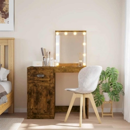 Spoguļgaldiņš Ar Led, Ozolkoka, 90X42X132,5 Cm Vidaxl
