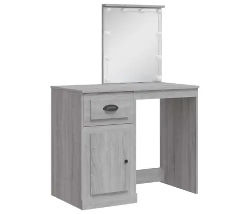 Led-Valgustusega Tualettlaud, Hall Sonoma Tamm, 90X42X132,5 Cm