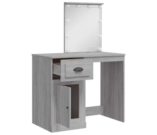 Led-Valgustusega Tualettlaud, Hall Sonoma Tamm, 90X42X132,5 Cm