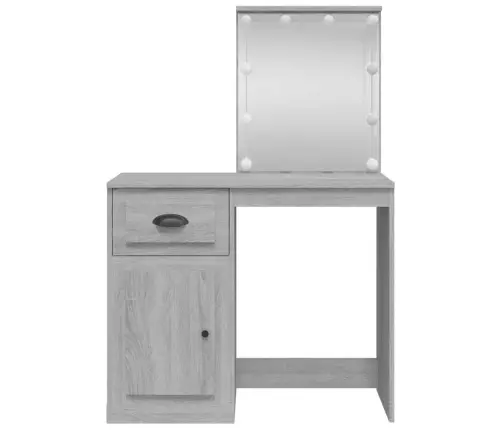 Led-Valgustusega Tualettlaud, Hall Sonoma Tamm, 90X42X132,5 Cm