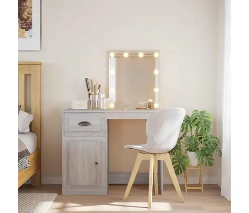 Led-Valgustusega Tualettlaud, Hall Sonoma Tamm, 90X42X132,5 Cm