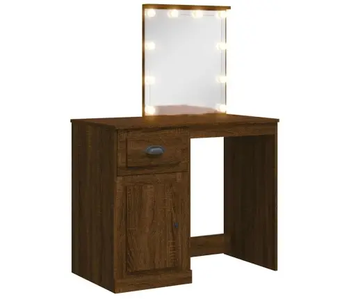 Spoguļgaldiņš Ar Led, Ozolkoka, 90X42X132,5 Cm Vidaxl