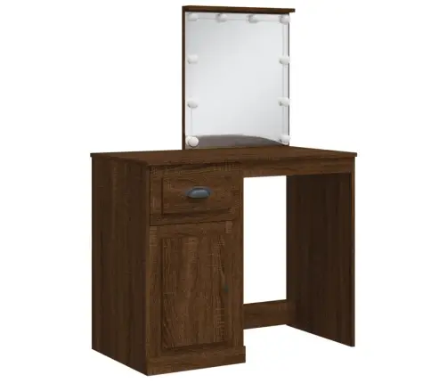 Spoguļgaldiņš Ar Led, Ozolkoka, 90X42X132,5 Cm Vidaxl