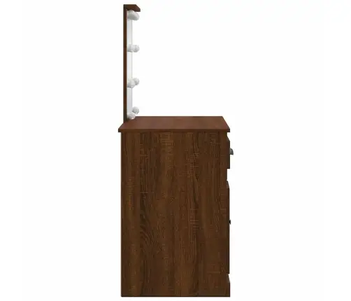 Spoguļgaldiņš Ar Led, Ozolkoka, 90X42X132,5 Cm Vidaxl