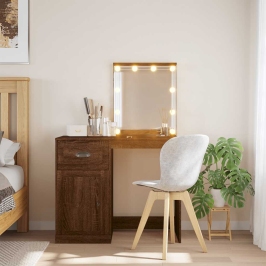 Spoguļgaldiņš Ar Led, Ozolkoka, 90X42X132,5 Cm Vidaxl