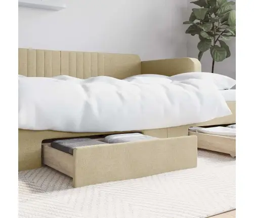 Gultas Atvilktnes, 2 Gab., Bēšas, Inženierijas Koks Un Audums Vidaxl