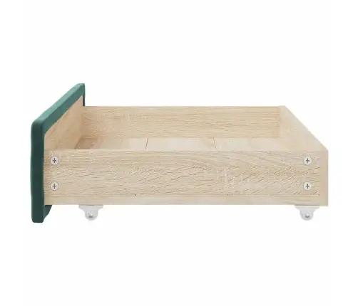 Stalčiai Po Lova, 2Vnt., Tamsiai Žali, Mediena Ir Aksomas