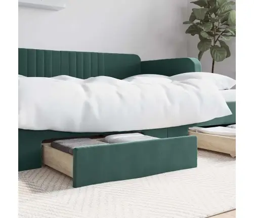 Stalčiai Po Lova, 2Vnt., Tamsiai Žali, Mediena Ir Aksomas