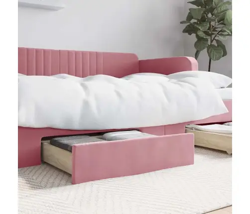 Gultas Atvilktnes, 2 Gab., Rozā, Inženierijas Koks Un Samts Vidaxl