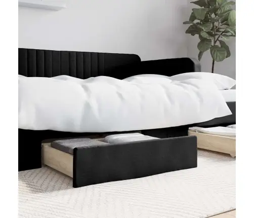 Gultas Atvilktnes, 2 Gab., Melnas, Koks Un Mākslīgā Āda Vidaxl