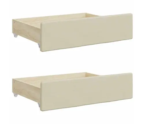 Gultas Atvilktnes, 2 Gab., Krēmkrāsas, Koks Un Mākslīgā Āda Vidaxl