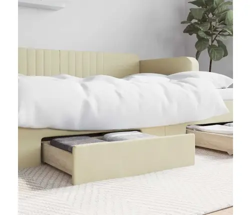 Gultas Atvilktnes, 2 Gab., Krēmkrāsas, Koks Un Mākslīgā Āda Vidaxl