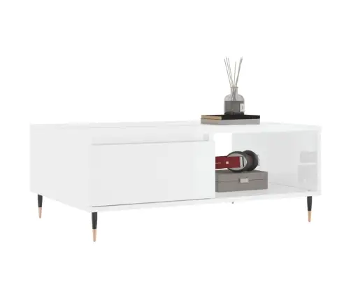 Kohvilaud, Kõrgläikega Valge, 90 X 60 X 35 cm Tehispuit