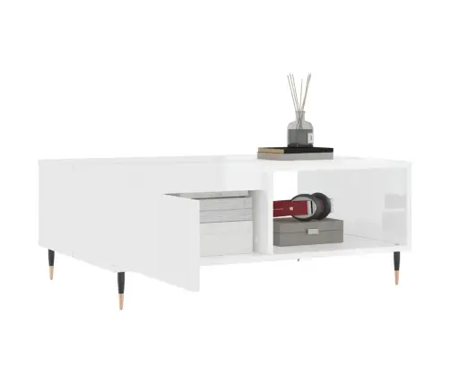 Kohvilaud, Kõrgläikega Valge, 90 X 60 X 35 cm Tehispuit