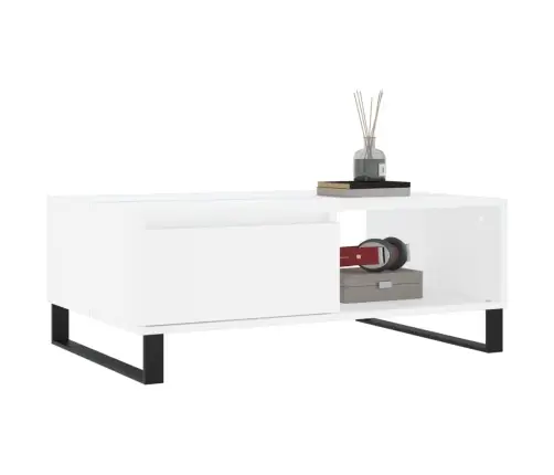 Kafijas Galdiņš, Balts, 90X60X35 Cm, Inženierijas Koks Vidaxl