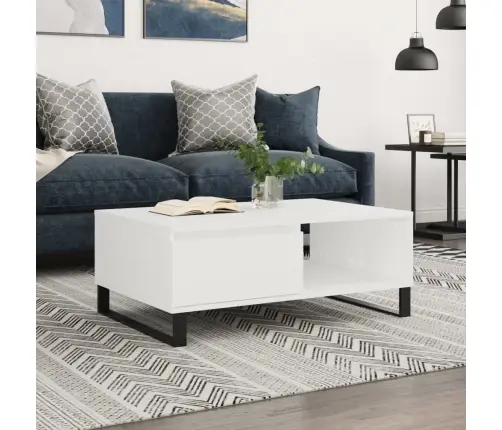 Kafijas Galdiņš, Balts, 90X60X35 Cm, Inženierijas Koks Vidaxl