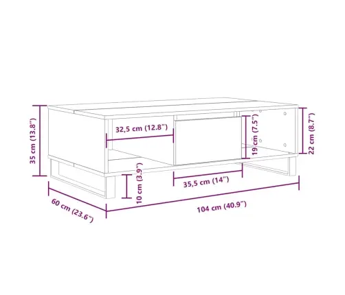 Kafijas Galdiņš, Ozola Krāsa, 104X60X35 Cm, Inženierijas Koks Vidaxl