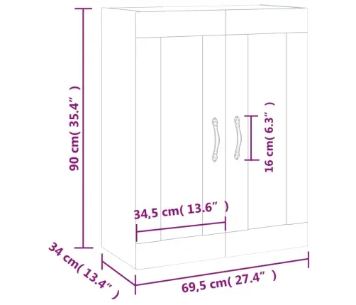 Sienas Skapītis, Melns, 69,5X34X90 Cm Vidaxl