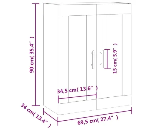 Seinakapp, Suitsutatud Tamm, 69,5 X 34 X 90 Cm