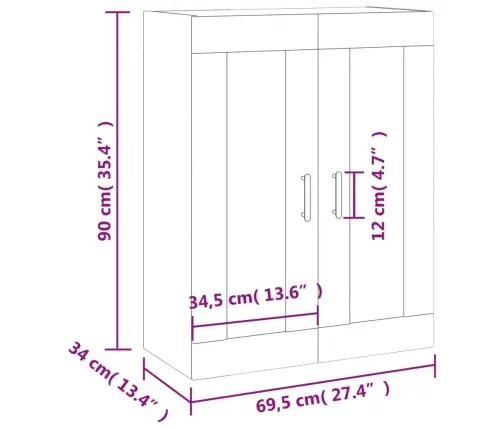 Sienas Skapītis, Ozolkoka Krāsa, 69,5X34X90 Cm Vidaxl Sienas Skapītis, Ozolkoka Krāsa, 69,5X34X90 Cm Vidaxl