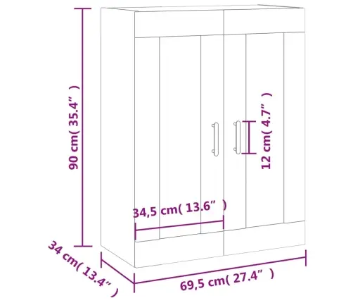 Sienas Skapītis, Betona Pelēks, 69,5X34X90 Cm Vidaxl Sienas Skapītis, Betona Pelēks, 69,5X34X90 Cm Vidaxl