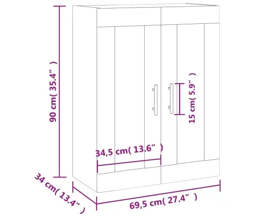 Sienas Skapītis, Balts, 69,5X34X90 Cm Vidaxl