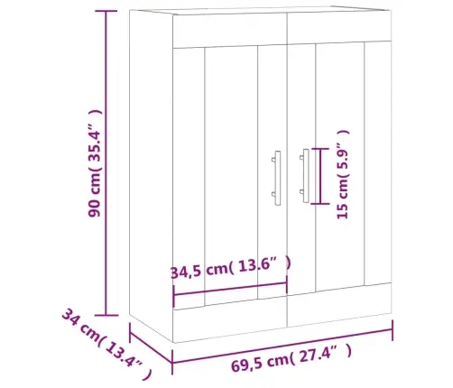 Prie Sienos Montuojama Spintelė, Juodos Spalvos, 69,5X34X90Cm