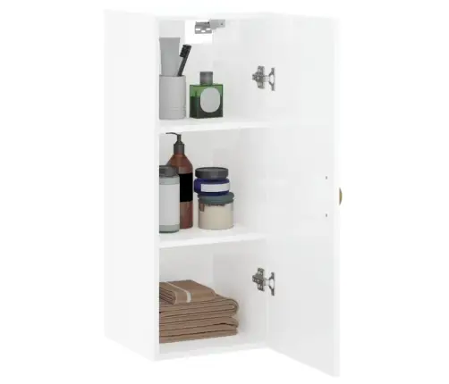 Sienas Skapītis, 34,5X34X90 Cm, Spīdīgi Balts Vidaxl