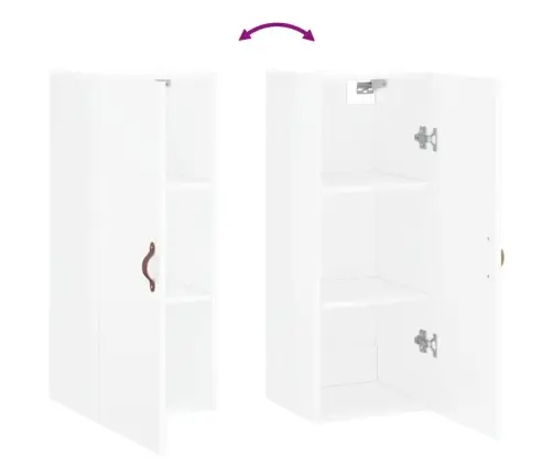 Sienas Skapītis, 34,5X34X90 Cm, Spīdīgi Balts Vidaxl