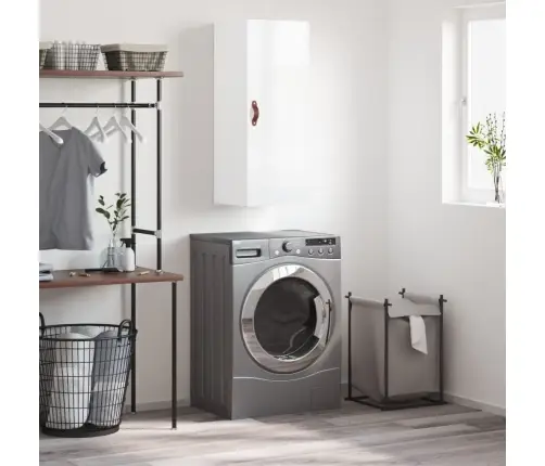 Sienas Skapītis, 34,5X34X90 Cm, Spīdīgi Balts Vidaxl