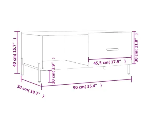Kafijas Galdiņš, Melns, 90X50X40 Cm, Inženierijas Koks Vidaxl