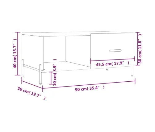 Kafijas Galdiņš, Spīdīgi Balts, 90X50X40 Cm, Inženierijas Koks Vidaxl
