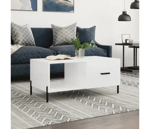 Kafijas Galdiņš, Spīdīgi Balts, 90X50X40 Cm, Inženierijas Koks Vidaxl