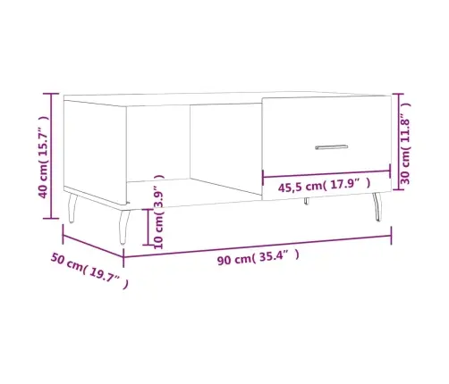 Kafijas Galdiņš, Balts, 90X50X40 Cm, Inženierijas Koks Vidaxl
