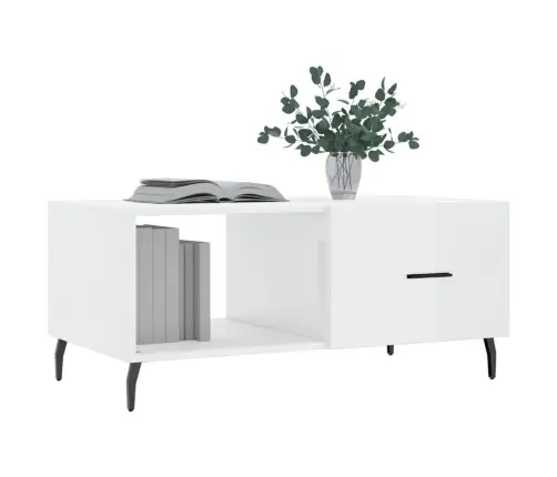 Kafijas Galdiņš, Spīdīgi Balts, 90X50X40 Cm, Inženierijas Koks Vidaxl